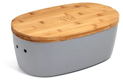 Produktbild von Dolce Mare Brotbehälter Brotbox Brotdose Brotkasten Bambus Schneidebrett Grau
