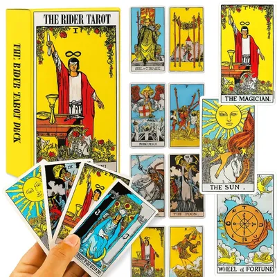 Zdjęcie produktu dla Karty do tarota zestaw 78 kart The Rider Tarot talia klasyczna do wróżb i rozkładów podróżna
