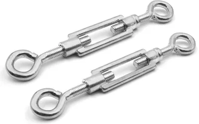 Set von 2 M8 x 70 mm Spannschlössern - Drahtspanner mit Ösen/Haken - Gehärtetes Gusseisen