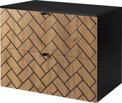 Zdjęcie produktu dla Szafka łazienkowa, dąb Craft z czarnym uchwytem / z górną półką, 80 x 57 x 46 cm