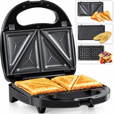 3-in-1 Waffeleisen, Sandwichmaker & Kontaktgrill, 750 W