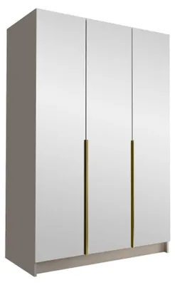 Produktbild von MIRJAN24 Kleiderschrank Calia III, Schlafzimmer, mit Spiegel, Drehtürenschrank, mit Kleiderstange, Modern, Garderobenschrank, Metallgriffe (Farbe: Cashmere / Cashmere + Gold)