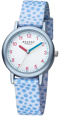 Produktbild von Regent Kinder Armbanduhr F-1381 Textilband Hellblau, Aluminium Gehäuse