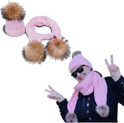 Obrázok produktu pre Dámska zimná čiapka + šál