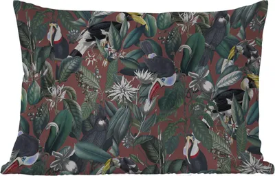 Produktbild von MuchoWow® Outdoor Kissen - Blumen - Tukan - Blätter - 60x40 cm - Wetterfest - Lounge Kissen - Zierkissen - Kissen für Innenräume