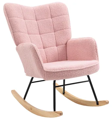 Image de Fauteuil à bascule HOMCOM, fauteuil de détente, jusqu'à 120 kg, polyester, rose
