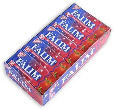 Produktbild von Falim Erdbeer Kaugummi ohne Zucker – 20 × 7 g, 140 g + Heartforcards Versandschutz