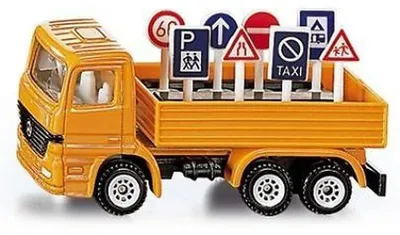 Image de Siku Camion orange avec panneaux de signalisation ; 1322
