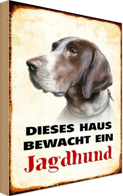 Produktbild von vianmo Holzschild 18x12 cm Hund dieses Haus bewacht ein Jagdhund Tier Haustier