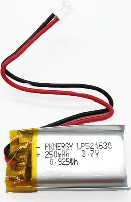 Produktbild von LiPo Akku Lithium-Ion Polymer Batterie 3,7V 250mAh mit JST-PHR-2 Stecker LP521630