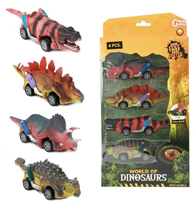 Zdjęcie produktu dla World of Dinosaurs Dino Pullback Car, 4 szt.