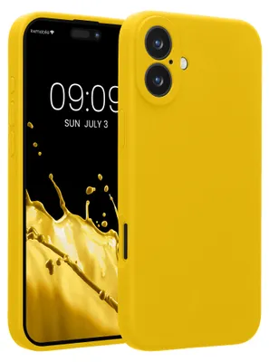 Produktbild von kwmobile Handyhülle für Apple iPhone 16 Plus Hülle - gummierte Handy Silikon Case für iPhone 16 Plus - Schutzhülle Cover - Strahlend Gelb