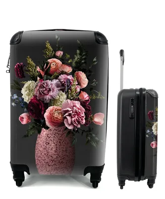 Produktbild von MuchoWow® Koffer Handgepäck Trolley Rollkoffer Kleine Reisekoffer mit 4 Rollen - Farben - Blumen - Vase - Cabin Size < 55x40x23 cm & 55x40x20 cm - Fotokoffer - Kabinenkoffer - Boardgepäck - Reise-Box - Reisekoffer - Reisegepäck - Koffer mit Bild - Trolley für Kinder