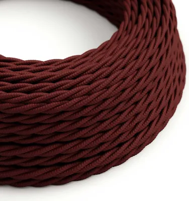 Immagine prodotto di Creative-Cables Cavo elettrico rivestito in tessuto, 2 x 0,75 mm², 50 m, Bordeaux TM19, Trecciato, effetto seta