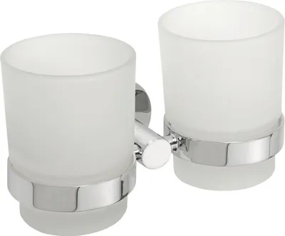 Produktbild von Sapho X-ROUND Doppelglashalter, Milchglas, Chrom