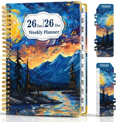 Produktbild von Wochenplaner 2026 Tagesplaner mit Spiralbindung 21,5 x 16 cm Hardcover Lesezeichen