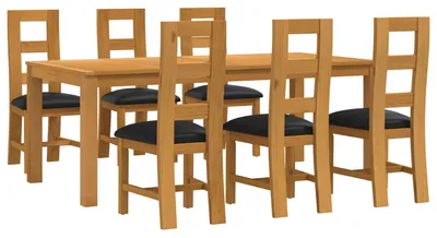 Immagine prodotto di vidaXL Set da pranzo, 7 pezzi, legno massello di quercia nero