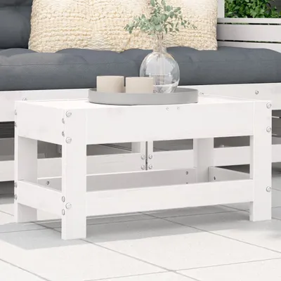 Produktbild von "im Angebot" Gartenhocker Weiß 62x30x32 cm Massivholz Kiefer - Stapelsessel CC23186