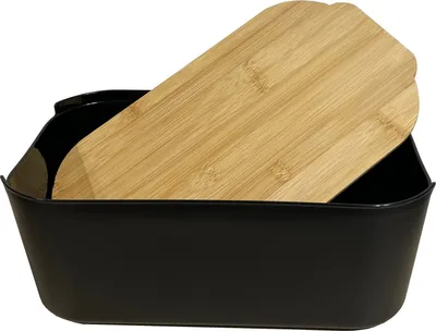 Produktbild von Pure Style Brotbox Aufbewahrungsbox mit Deckel aus Bambus 613-401258 schwarz