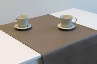 Produktbild von Monaco Taupe Tischläufer  in Lederoptik | Tafelläufer Taupe 140x45cm