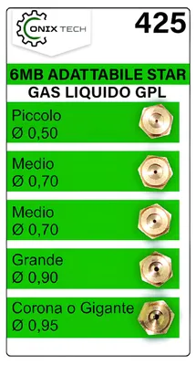 5 Gasinjektoren 6MB GPL für Gasherd und Gasofen