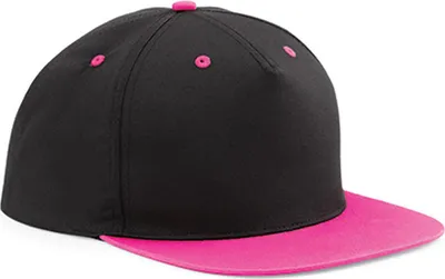 Produktbild von Beechfield B610c | 5 Panel Contrast Snapback Cap / Kappe / Mütze / Hut - Farbe: Black/Lime Green - Größe: One Size