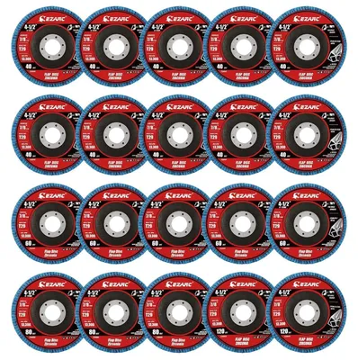 Produktbild von Fächerscheiben Ø 115 mm x 22,2 mm, 20 Stück, Körnung 40/60/80/120, für Edelstahl, Metall und Holz