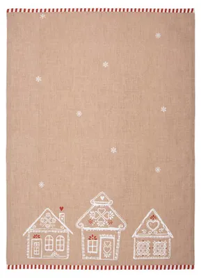 Produktbild von Clayre & Eef Geschirrtuch 50x70 cm Braun Baumwolle Lebkuchenhaus