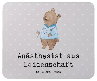 Produktbild von Mr. & Mrs. Panda Mousepad Anästhesist Leidenschaft - Grau Pastell - Geschenk, Krankenhaus, Mauspad, pc, computer, Mouse Pad, Lustig, Spruch, Anästhesie, laptop