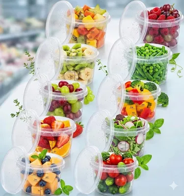 Aufbewahrungsbox 800 ml, 10 Stück, Kunststoff, mit Deckel, transparent