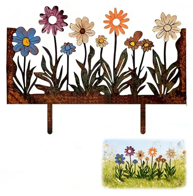 Rostige Blumenstecker, Metall-Deko 30x21,5 cm, für Garten & Topf