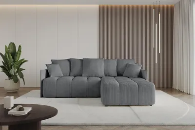 Produktbild von ALTDECOR Ecksofa mit Schlaffunktion und Bettkasten LONLI-L 251x189x68 cm Dunkelgrau - Corner Sofa Bett Eckcouch Couch L-Form Schlafcouch Ausziehbar Wohnlandschaft Schlafsofa Cauchsofa