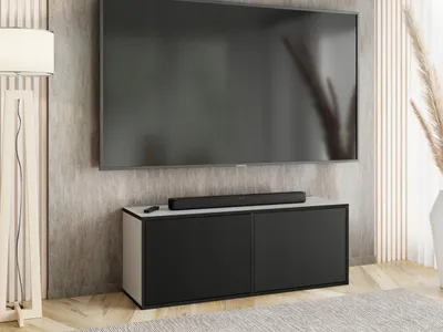 Produktbild von KierMoebel Tv Schrank EDI 2, Modern Lowboard Weiß & Schwarz 104,9x42x38,8 cm