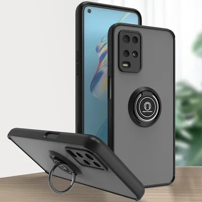 Produktbild von OPPO A54 4G Hülle, Ring Halter Ständer Matte Transluzent TPU Rahmen Stoßfest Schutzhülle für OPPO A54 4G Schwarz