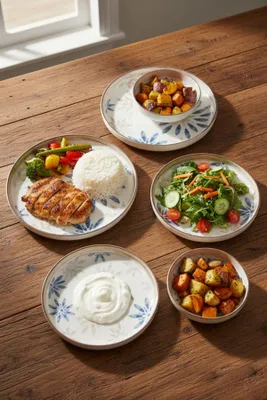 Produktbild von Hermia Concept, Geschirrset (24 Teile) - 100% Porzellan, Weiß/Cream/Braun/Blau