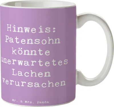 Produktbild von Mr. & Mrs. Panda Kaffeebecher Spruch Unerwartetes Lachen Patensohn - Lavendeltraum - Geschenk, Liebe, Taufpate, Patenkind, Geschenke, Humor, Pott, Kaffeetasse, Teetasse
