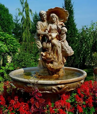Produktbild von Casa Padrino Jugendstil Gartenbrunnen Braun / Grau Ø 95 x H. 164 cm - Barock & Jugendstil Gartendeko Springbrunnen