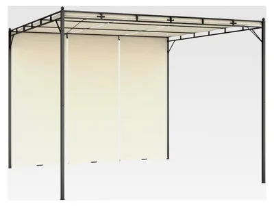 Produktbild von Gartenpavillon mit Seitenvorhang 3x3x2,25 m Creme