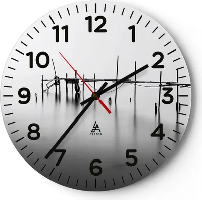 Produktbild von Wanduhr - Rund - Glasuhr - Meer Brücke Wasser - 30x30cm - Schleichendes Uhrwerk - Lautlos - zum Aufhängen bereit - Dekoration Modern - Wanddekoration aus Glas - C4AR30x30-3727