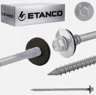 Obrázok produktu pre Etanco skrutky do sendvičových panelov drevo betón RAL 9006 130 mm 100 ks.