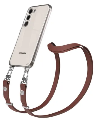 Produktbild von EAZY CASE Handykette magnetisch mit Handyhülle für Samsung Galaxy S23, Crossbody Handyband 1-1,90m verstellbar mit 2 Ösen in Braun