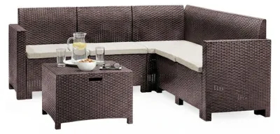 Produktbild von Lounge-Set für den Außenbereich Dcorre, Garten-Set mit Kissen, Lounge-Set für den Innenbereich in Rattan-Optik, 100 %  Italy, Braun
