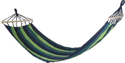 Produktbild von Hängematte mit Holzstange für 1 Person blau - strapazierfähiges Baumwoll-Mischgewebe - 200 x 80 cm - Hängematte für den Garten - Stabhängematte