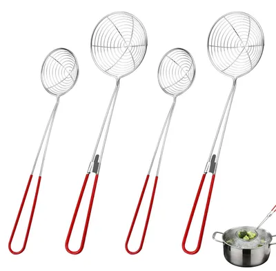 4er-Set Fondue-Schaumlöffel aus Edelstahl, 27/29 cm