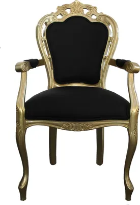 Produktbild von Casa Padrino Barock Esszimmer Stuhl mit Armlehne Schwarz / Gold - Designer Stuhl - Luxus Qualität