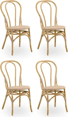 Produktbild von Casa Padrino Luxus Gartenstuhl 4er Set Naturfarben 45 x 56 x H. 88 cm - Moderne Rattan Garten & Terrassen Möbel - Luxus Qualität