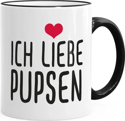 Produktbild von Spruch-Tasse Ich liebe Pupsen Kaffeetasse Teetasse MoonWorks® schwarz unisize