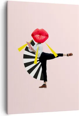 Produktbild von Bild auf Leinwand - Leinwandbild - Einteilig - Grafik Mund Mann - 50x70cm - Wand Bild - Wanddeko - Wandbilder - Leinwanddruck - Kunstdruck - Wanddekoration - Leinwand bilder - Wandbild - PA50x70-4559