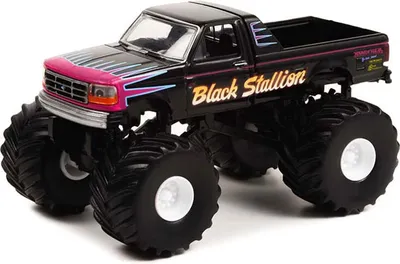Produktbild von FORD F-250 1992 Monster Truck BLACK STALLION aus der Serie KINGS OF CRUNCH in Blisterverpackung., GREEN49110-E, Maßstab1/64, GREENLIGHT