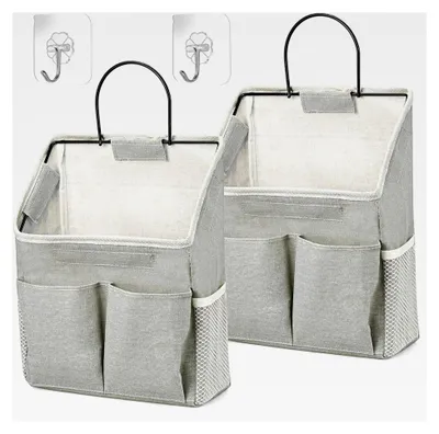 Produktbild von Hängende Aufbewahrung Organisatoren, wasserfeste Wandtaschen, faltbarer Leinenstoffkorb mit Fächern (Grau)